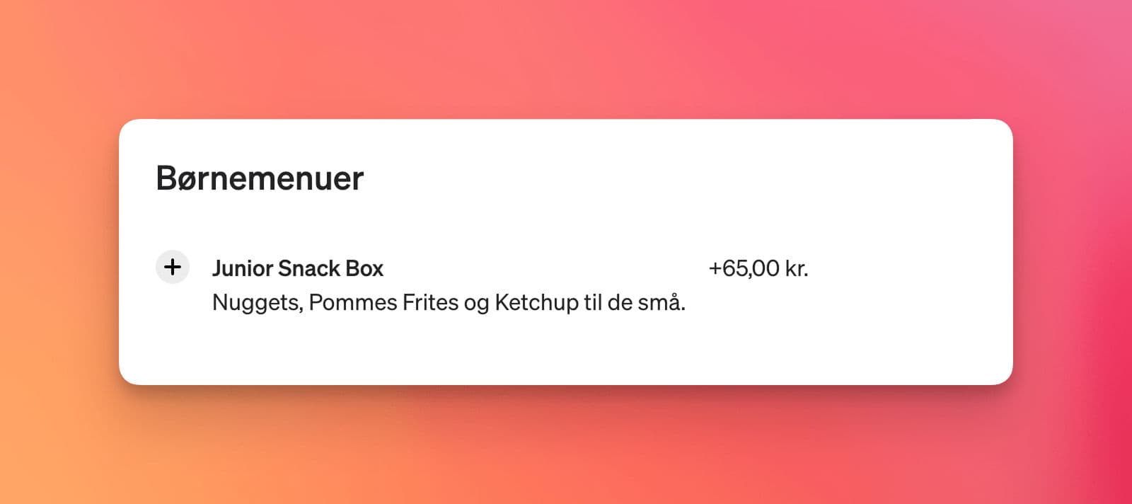 Tilkøb af børnemenuer